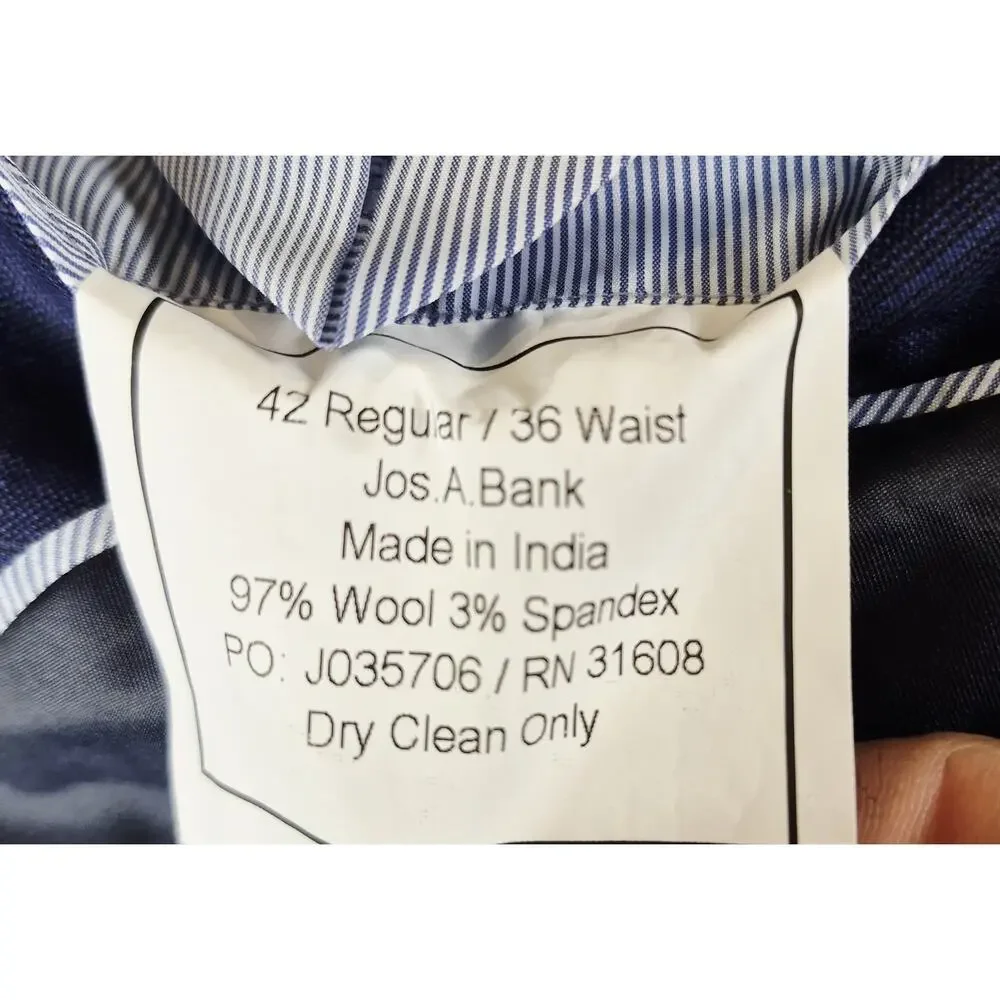 Jos A Bank 1905 Blazer 42R Blue Wool Stretch Suit Jacket Men Sport Coat 2 Button
